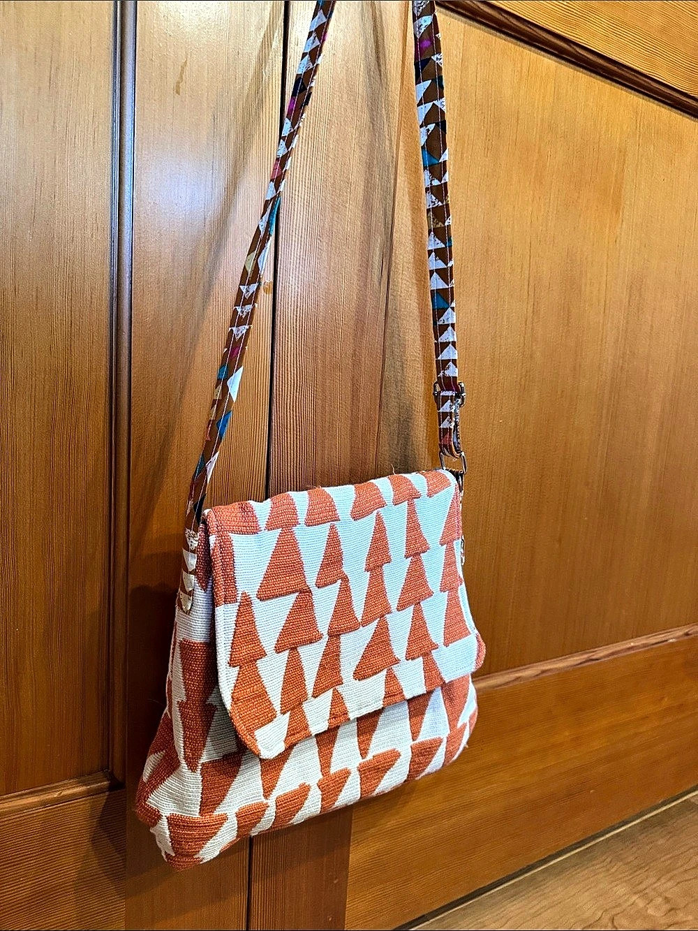 Super Cute Recycled Textile Geometric Crossbody Bag